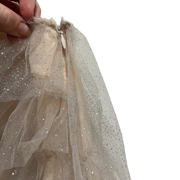 NEW NWOT The Bar Kai Tiered Tulle Halter Midi Dress In Sparkle Nude - Picture 7 of 13